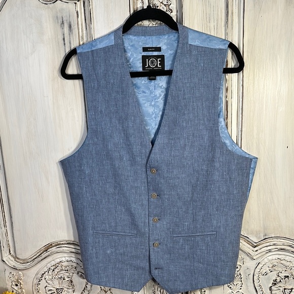 Men’s Joseph Abboud Joe 100% Linen Soft Blue Vest - Picture 1 of 7